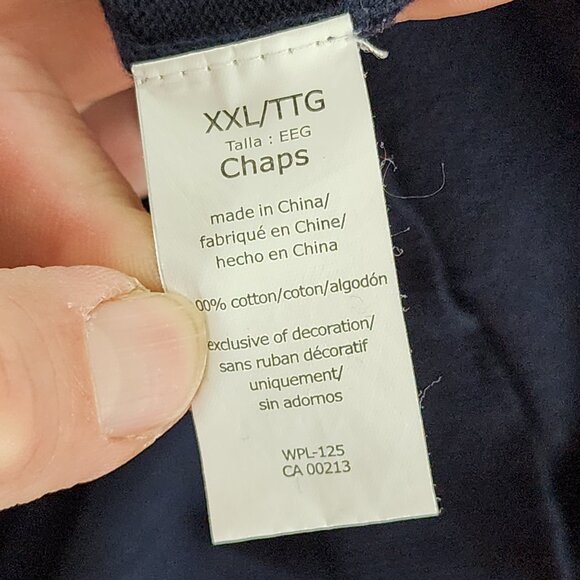 Chaps Navy Blue Grey Logo 100 Cotton V-Neck Sleeveless Sweater Vest Size XXL - Picture 15 of 16